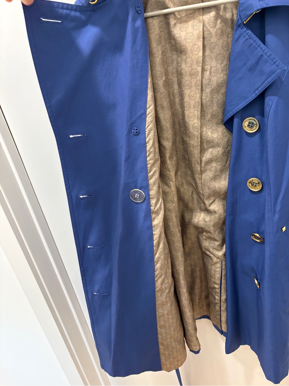 Michael Kors Blue Double-Breasted Women's Trench Coat with Belt - Picture 11 of 15